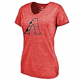 Women's Arizona Diamondbacks Fanatics Branded Primary Distressed Team Tri Blend V Neck T-Shirt Heathered Red FengYun